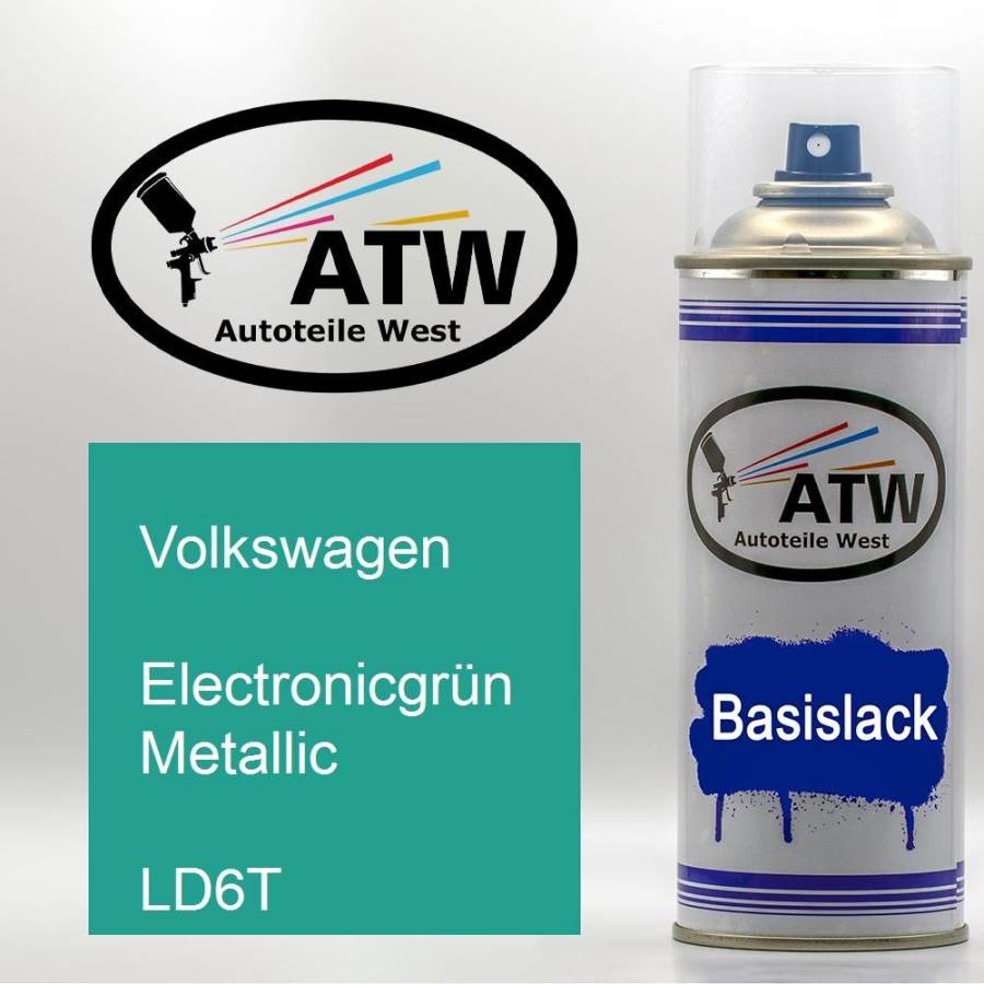 Volkswagen, Electronicgrün Metallic, LD6T: 400ml Sprühdose, von ATW Autoteile West.